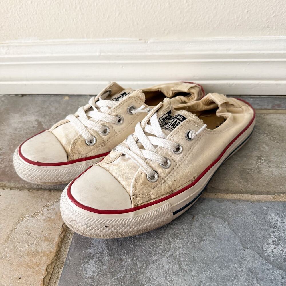 Converse All Star Low Top Sneakers Womens 8.5 Ivory Canvas Lace Up